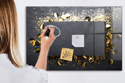 Magnetic glass board Golden confetti