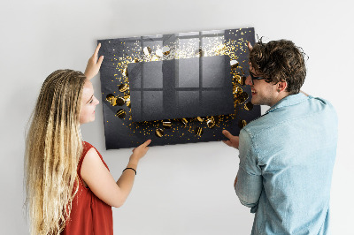 Magnetic glass board Golden confetti