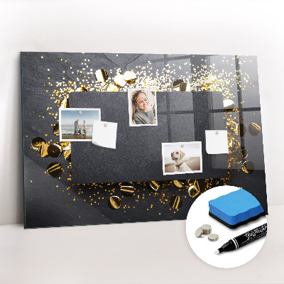 Magnetic glass board Golden confetti