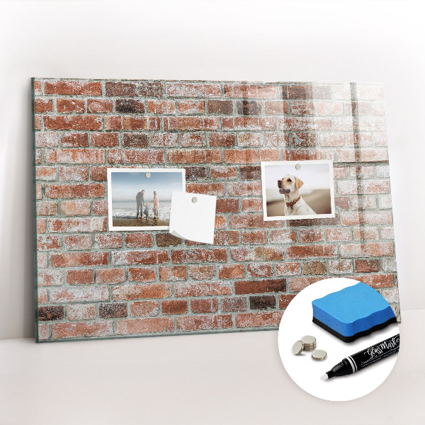 Glass dry erase board magnetic Brick wall