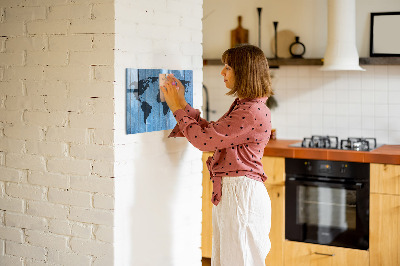 Magnetic board with magnets World map plank