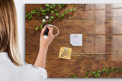 Magnetic glass board Rustic wood