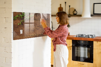 Magnetic glass board Rustic wood