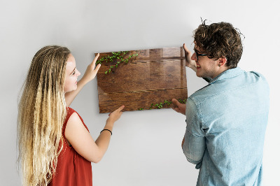 Magnetic glass board Rustic wood