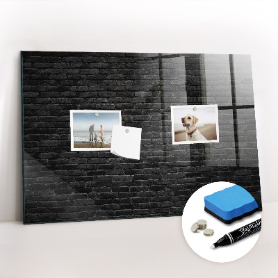 Magnetic board with magnets Dark brick wall