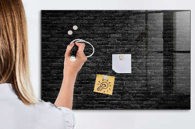 Glass dry erase board magnetic Dark brick wall