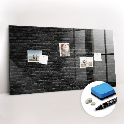 Glass dry erase board magnetic Dark brick wall