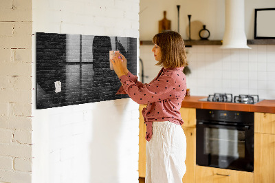 Magnetic board with magnets Dark brick wall