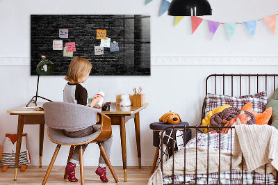 Magnetic board with magnets Dark brick wall