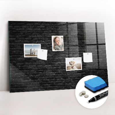 Glass dry erase board magnetic Dark brick wall