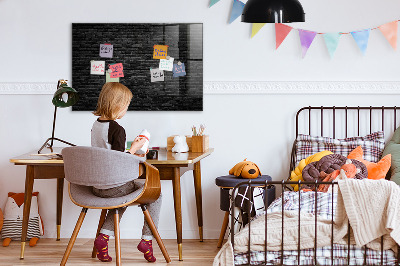 Magnetic board with magnets Dark brick wall