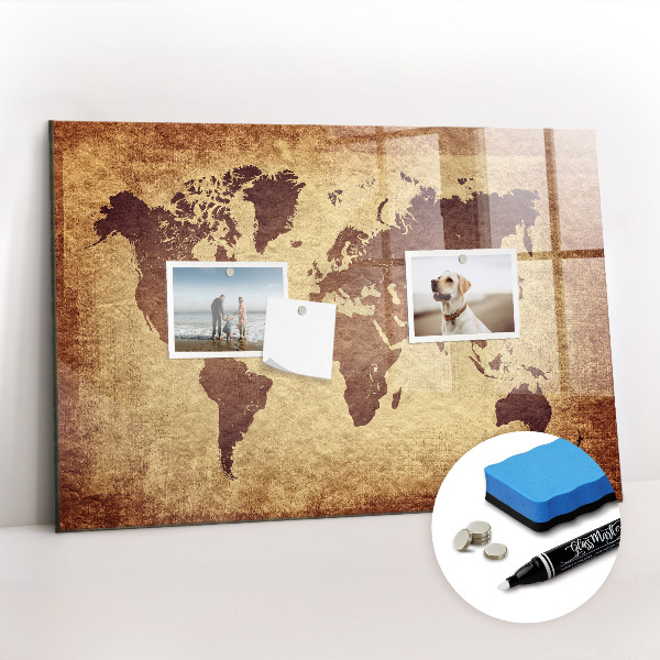 Magnetic dry erase board Old world map