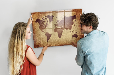 Magnetic marker board Old world map