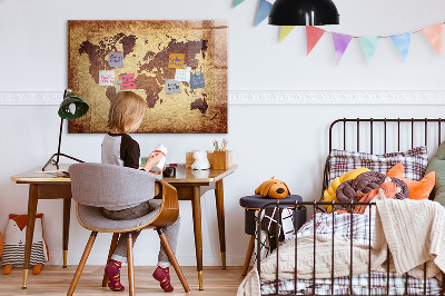 Magnetic marker board Old world map