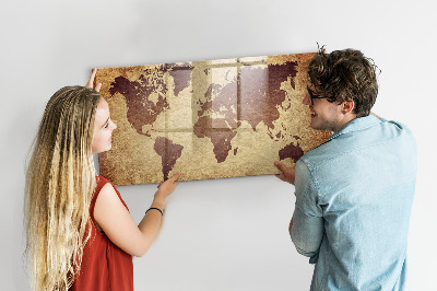 Magnetic marker board Old world map