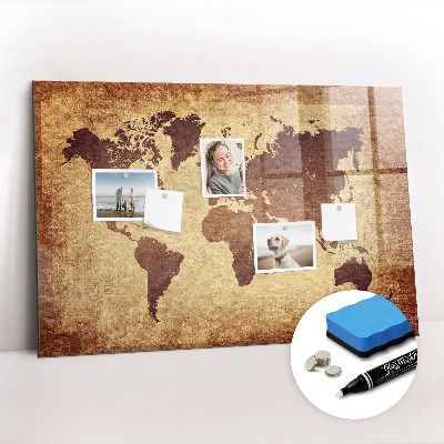 Magnetic marker board Old world map