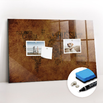 Magnetic marker board Country names map