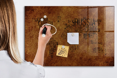 Magnetic marker board Country names map