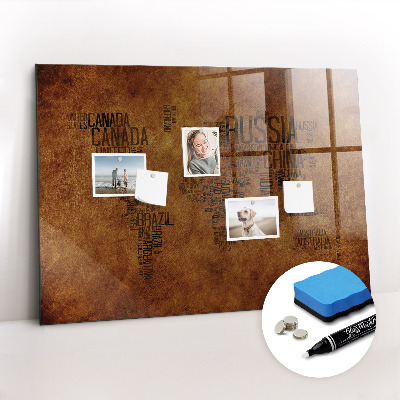 Magnetic marker board Country names map