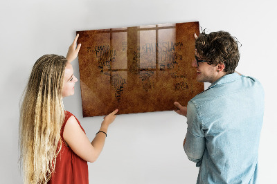 Magnetic marker board Country names map