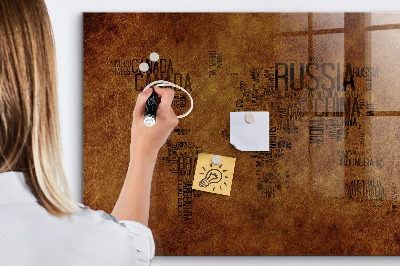Magnetic marker board Country names map