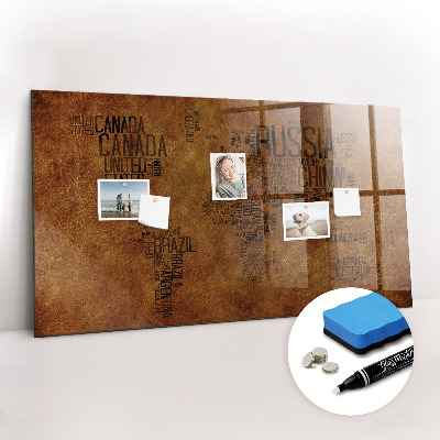 Magnetic marker board Country names map