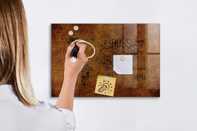 Magnetic marker board Country names map