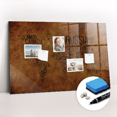 Magnetic marker board Country names map