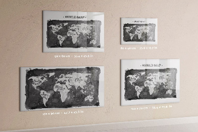 Glass dry erase board magnetic Retro world map