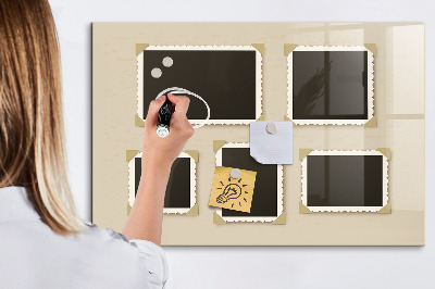 Magnetic glass board Retro frame