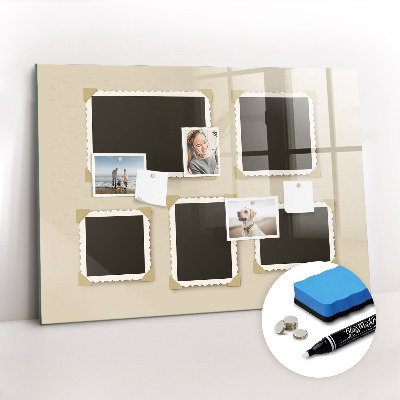 Magnetic glass board Retro frame