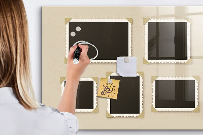 Magnetic glass board Retro frame