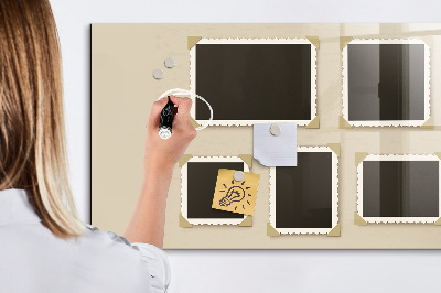 Magnetic glass board Retro frame