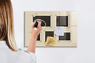 Magnetic glass board Retro frame