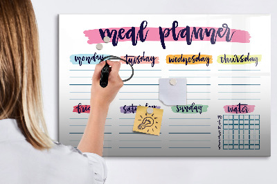 Magnetic dry erase board Weekly menu
