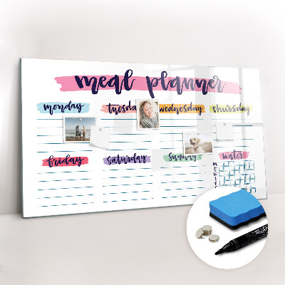 Magnetic writing board Weekly menu