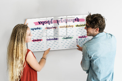 Magnetic dry erase board Weekly menu