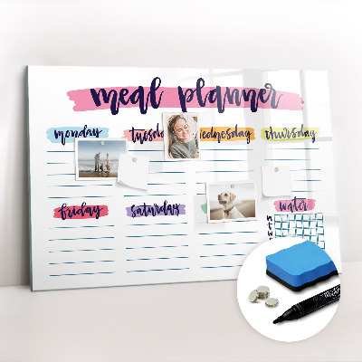 Magnetic writing board Weekly menu