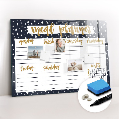 Magnetic dry erase board Star meal planner