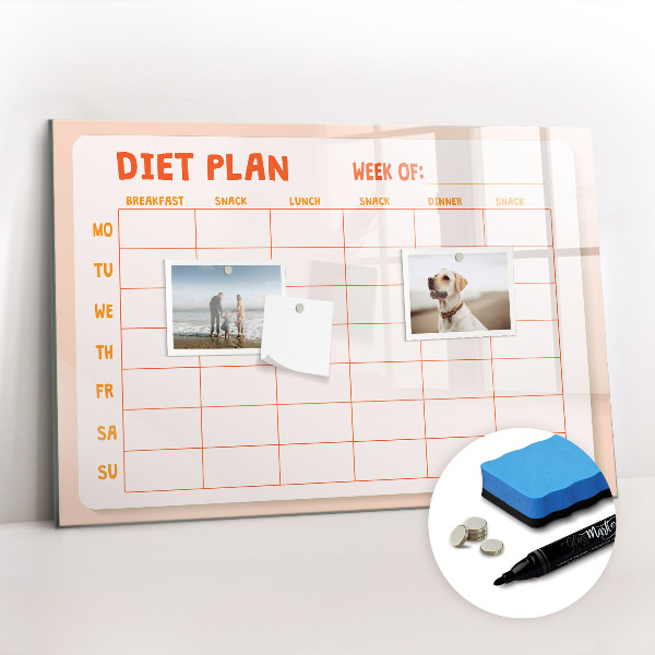 Dry erase magnetic board Weekly menu