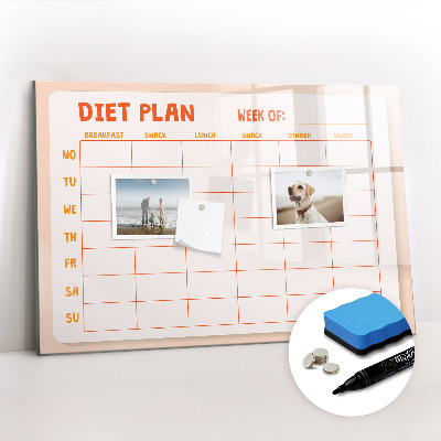 Dry erase magnetic board Weekly menu