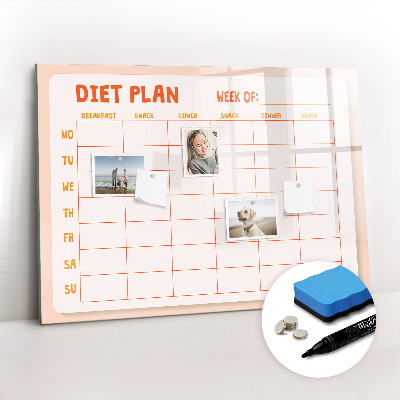 Dry erase magnetic board Weekly menu