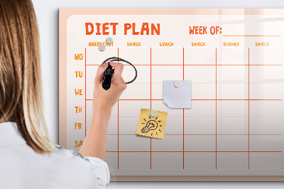 Dry erase magnetic board Weekly menu