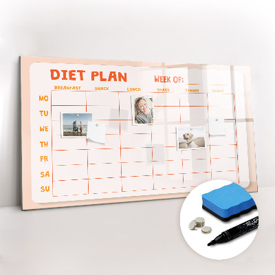 Dry erase magnetic board Weekly menu