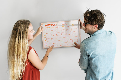 Dry erase magnetic board Weekly menu