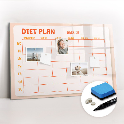 Dry erase magnetic board Weekly menu