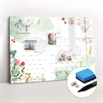 Magnetic dry erase board Place for a recipe