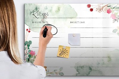 Magnetic board with marker Place for a recipe