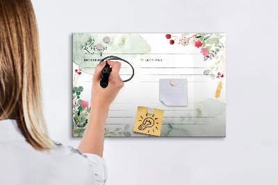 Magnetic board with marker Place for a recipe