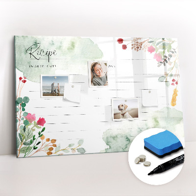 Magnetic dry erase board Place for a recipe
